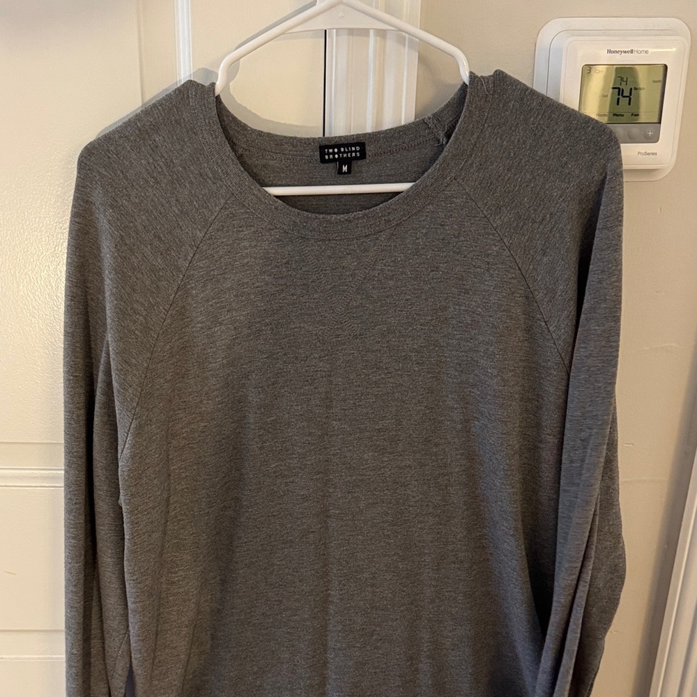 Buttery Soft Two Blind Brothers Heather Gray Crew Neck Top